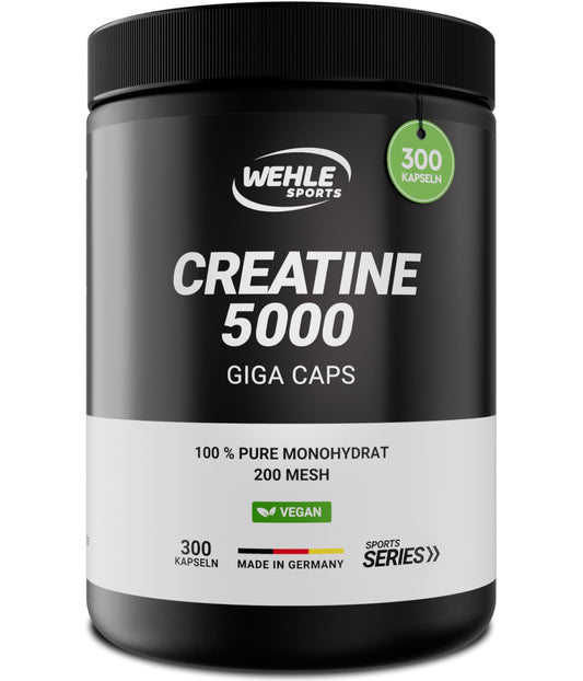 Creatin Kapseln hochdosiert 5000 mg Creatin Monohydrat pro Tagesdosis, 300 vegane Kapseln – ohne Zusatzstoffe – Vegan (300 Kapseln) Wehle Sports – Verpackung kann variieren.
