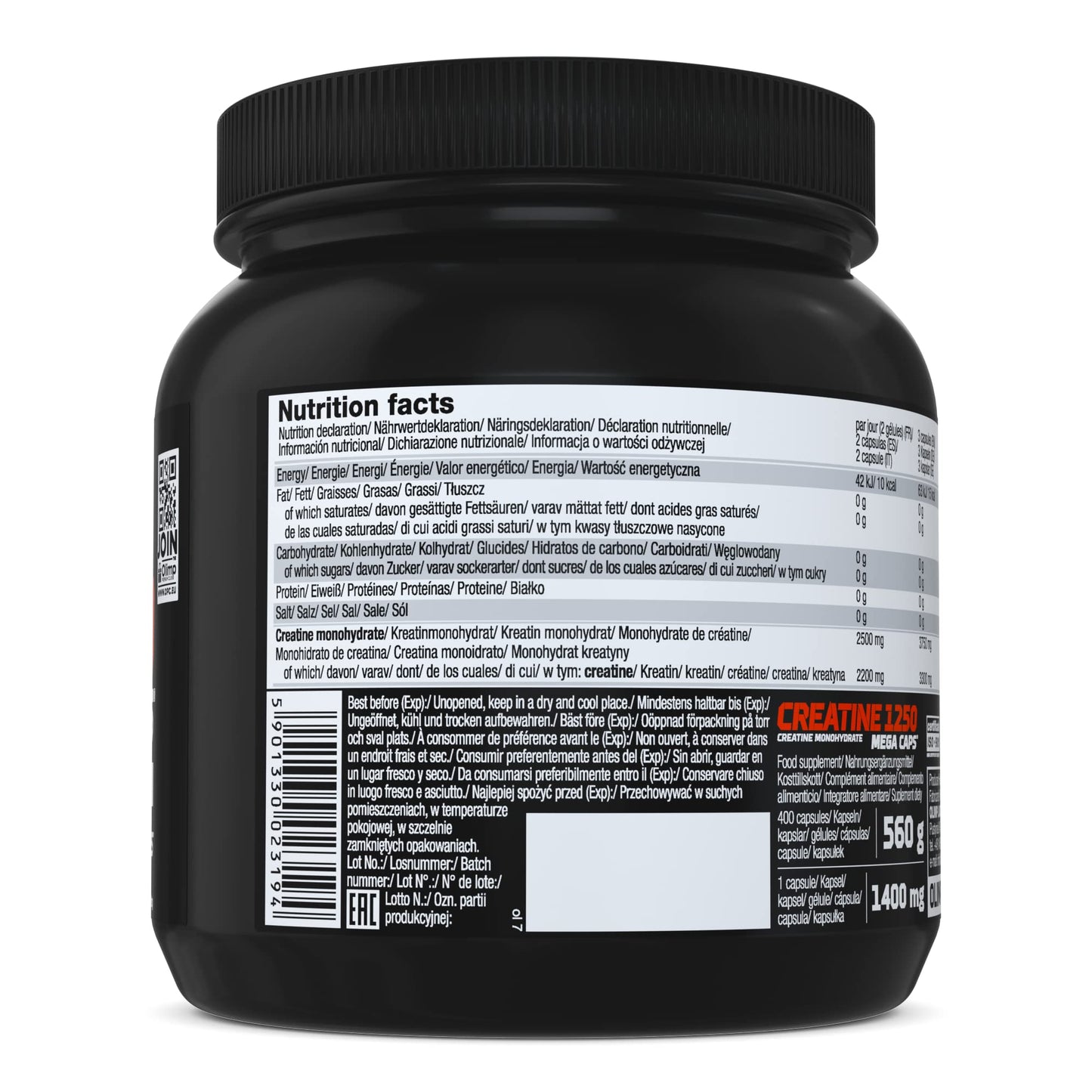 OLIMP Creatine Monohydrat 1250 Kreatin Kapseln Hochdosiertes Nahrungsergänzungsmittel 400 Stück (1er Pack)
